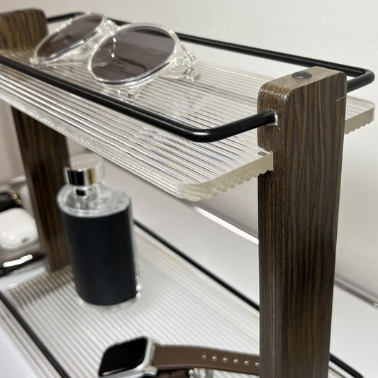 【予約注文:到着目安 2週間】アクリル×ウッド 2段ディスプレイラック STR-0006