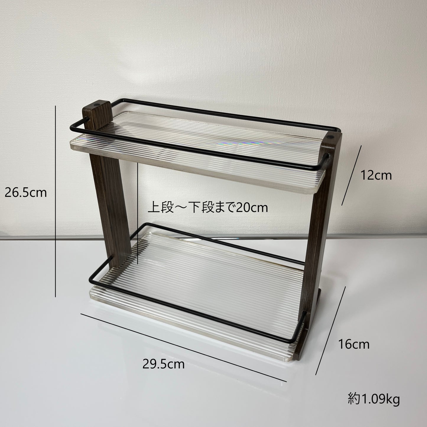 【予約注文:到着目安 2週間】アクリル×ウッド 2段ディスプレイラック STR-0006