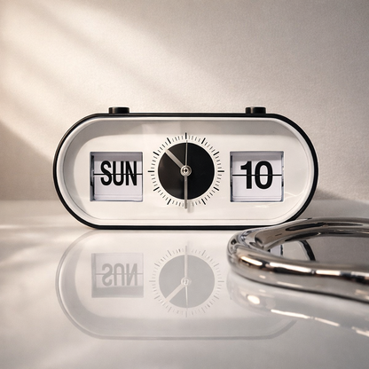 カレンダー付きレトロ置き時計 CLO-0003