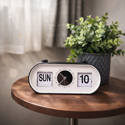 カレンダー付きレトロ置き時計 CLO-0003