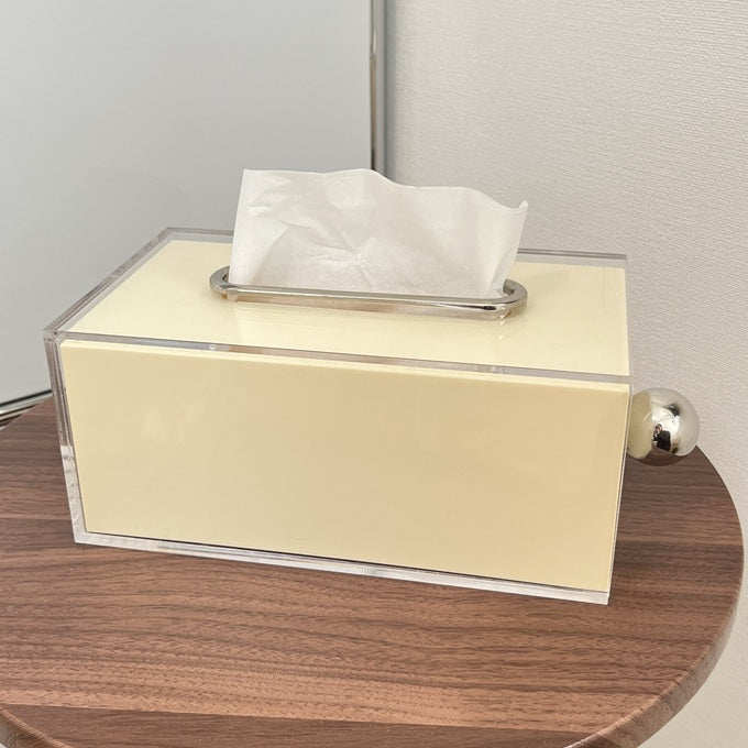 シルバー取っ手付きアクリルティッシュケース TIS-0002