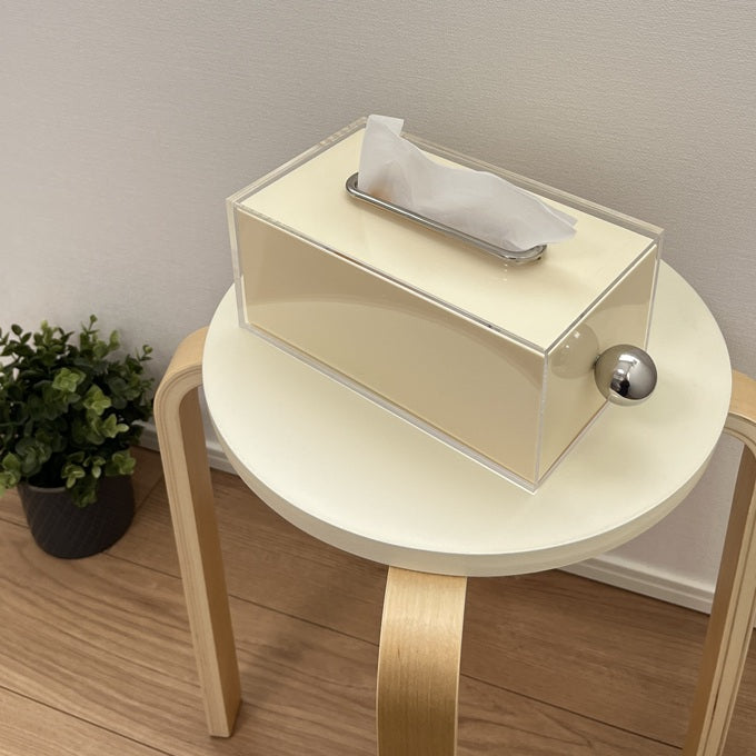 シルバー取っ手付きアクリルティッシュケース TIS-0002