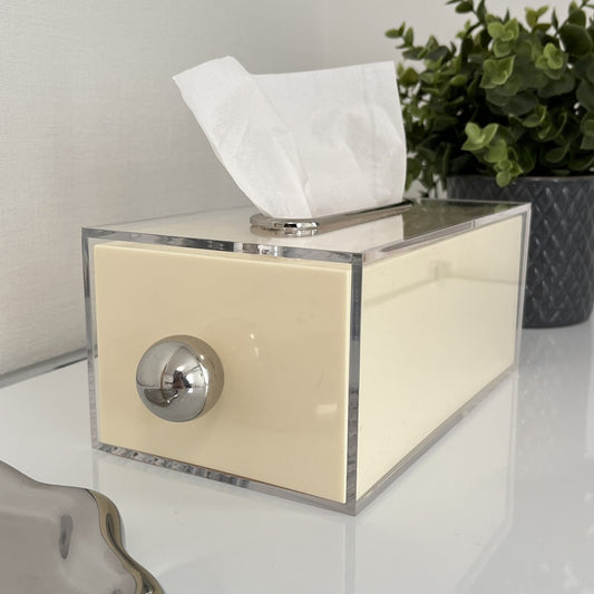 シルバー取っ手付きアクリルティッシュケース TIS-0002