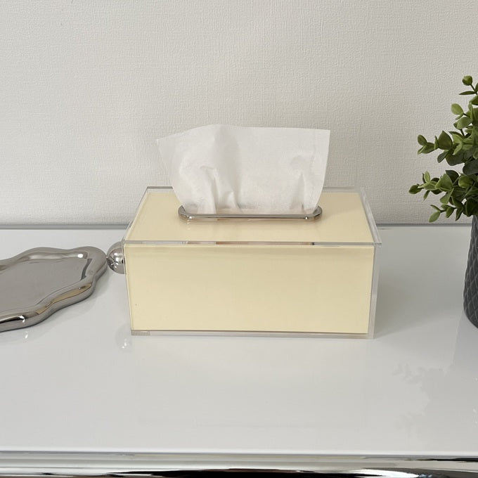シルバー取っ手付きアクリルティッシュケース TIS-0002