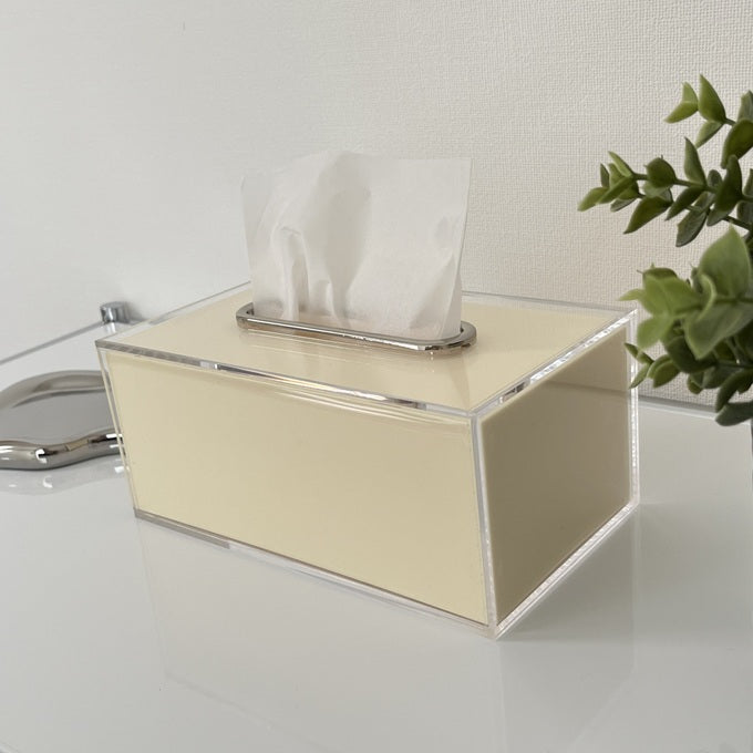 シルバー取っ手付きアクリルティッシュケース TIS-0002