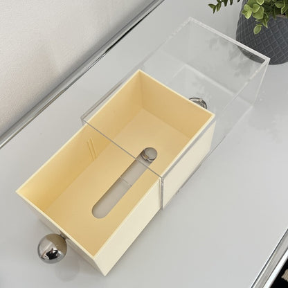 シルバー取っ手付きアクリルティッシュケース TIS-0002