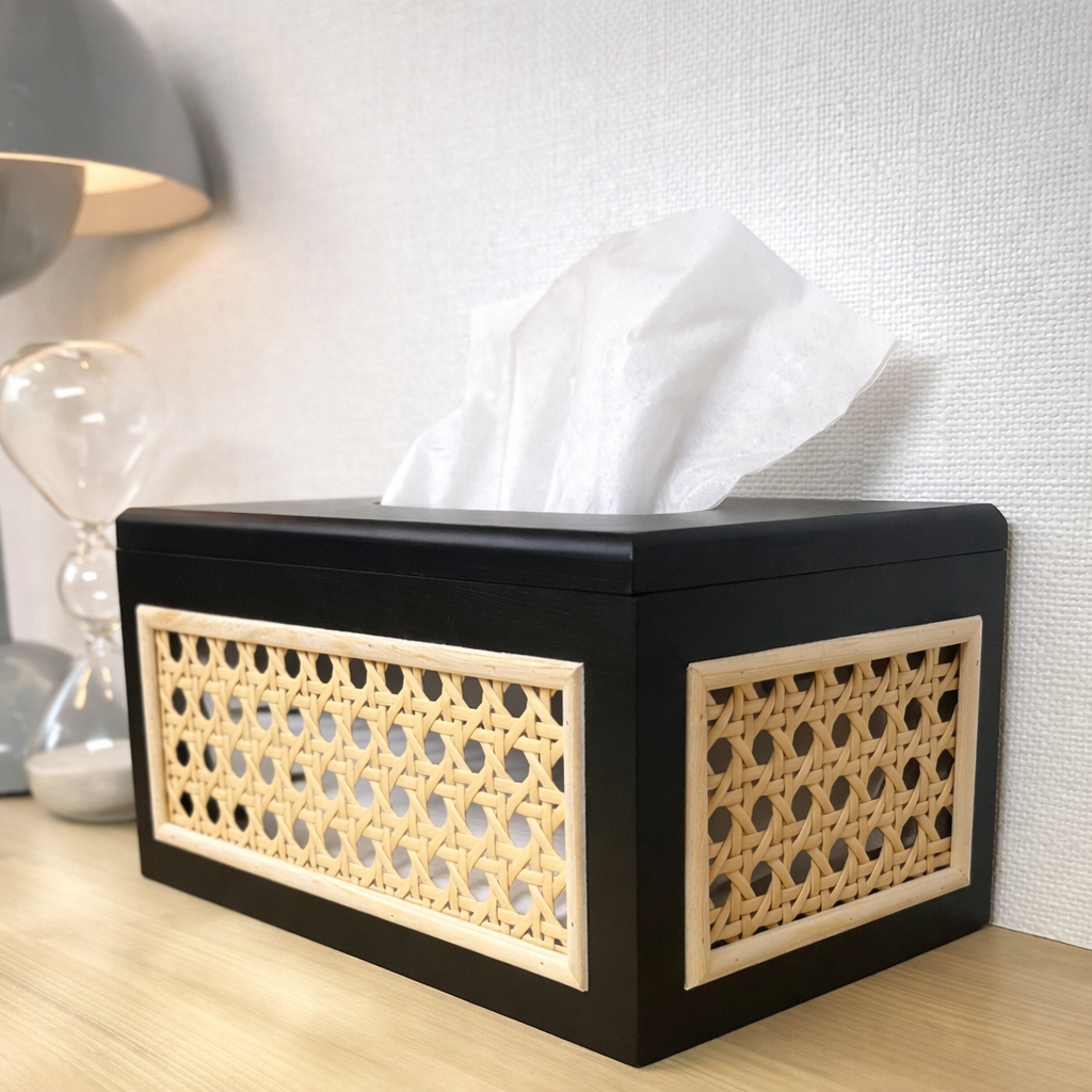 木製×ラタン ティッシュケース TIS-0003