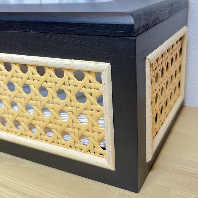 木製×ラタン ティッシュケース TIS-0003