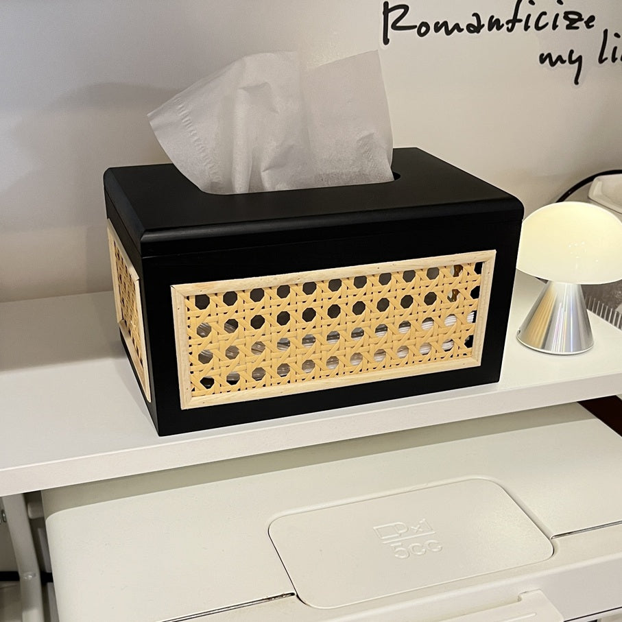 木製×ラタン ティッシュケース TIS-0003