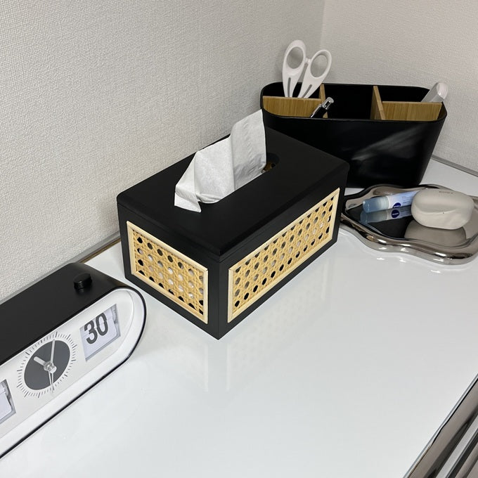 木製×ラタン ティッシュケース TIS-0003