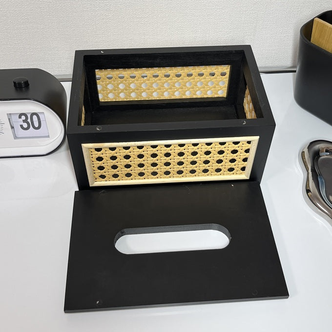 木製×ラタン ティッシュケース TIS-0003