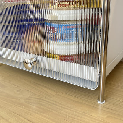 【予約注文：到着目安2週間)】シルバー × ホワイト スライドトレイ収納 STR-0013