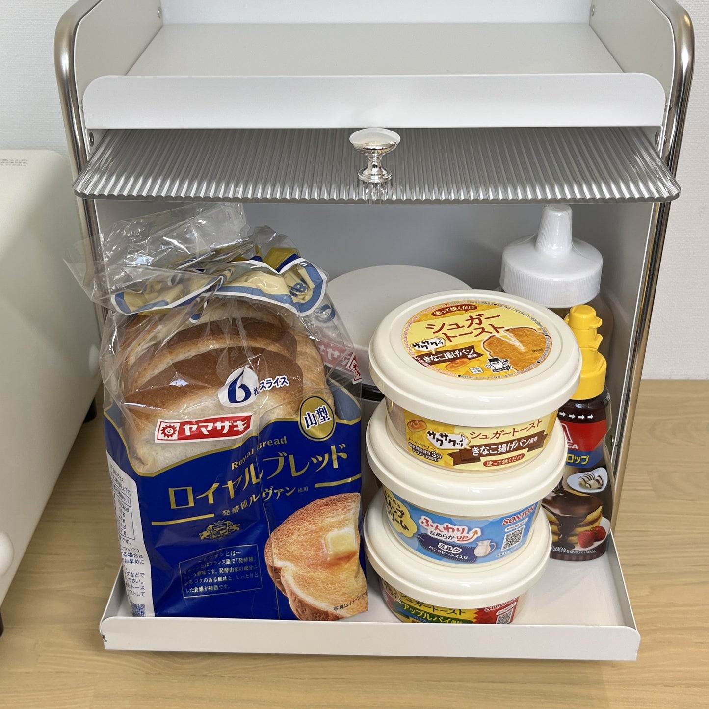 【予約注文：到着目安2週間)】シルバー × ホワイト スライドトレイ収納 STR-0013