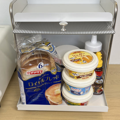 【予約注文：到着目安2週間)】シルバー × ホワイト スライドトレイ収納 STR-0013