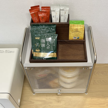 【予約注文：到着目安2週間)】シルバー × ホワイト スライドトレイ収納 STR-0013