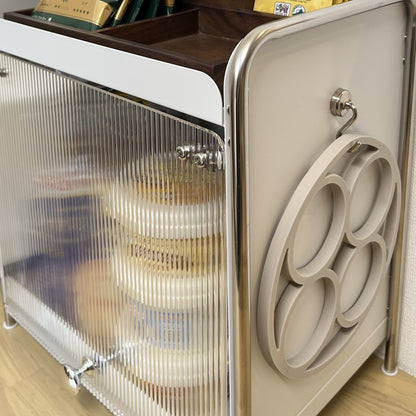 【予約注文：到着目安2週間)】シルバー × ホワイト スライドトレイ収納 STR-0013