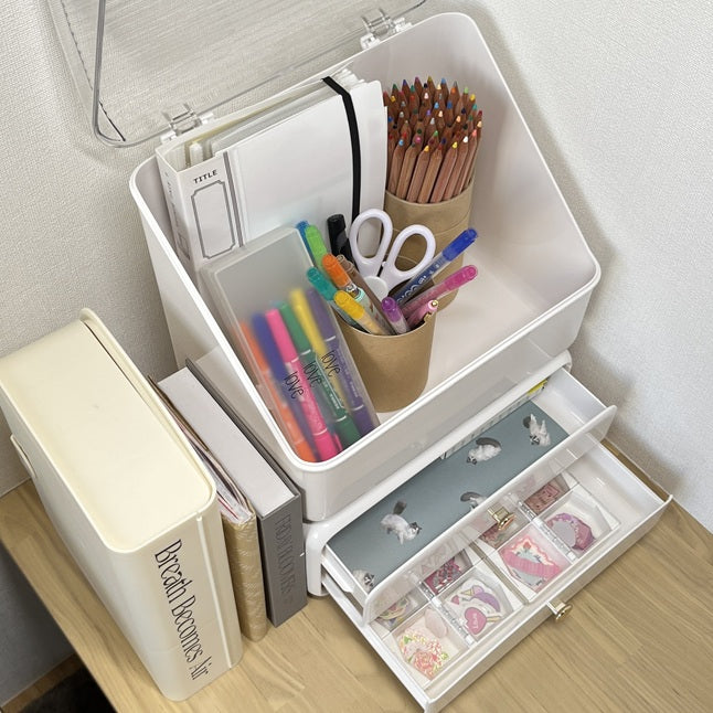 引き出し2段収納・蓋付き収納ケース STR-0002・STR-0003