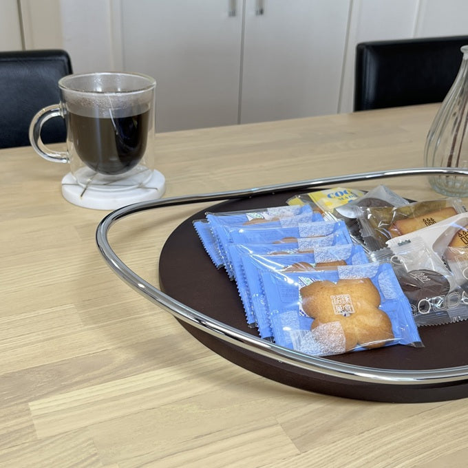 ステンレスフレーム付きウッドトレイ TRA-0003