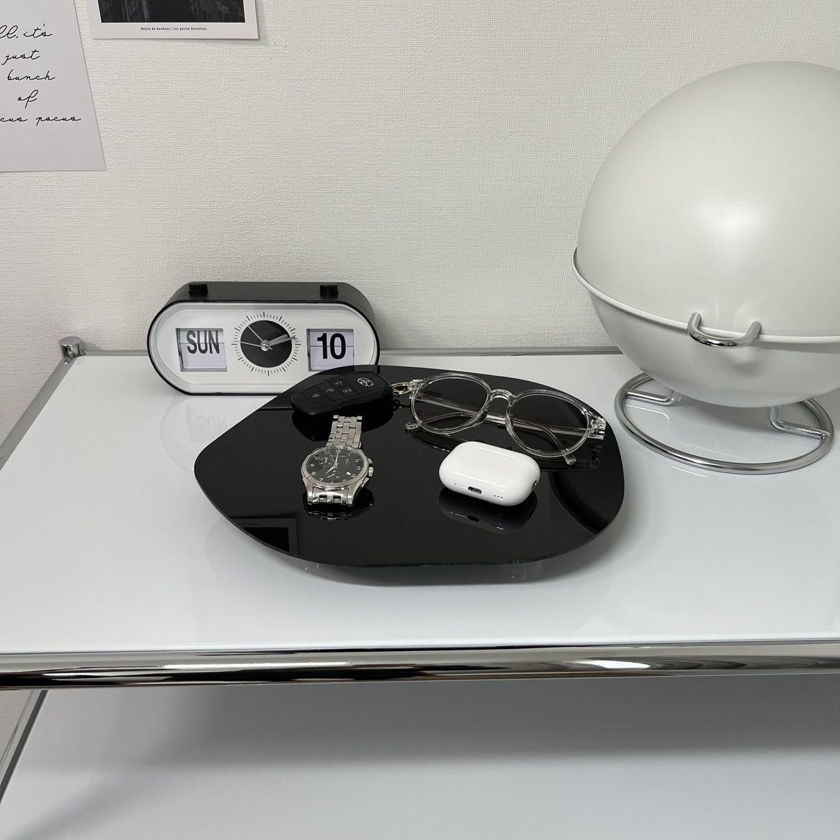 シルバー丸脚付きアクセサリートレイ TRA-0005