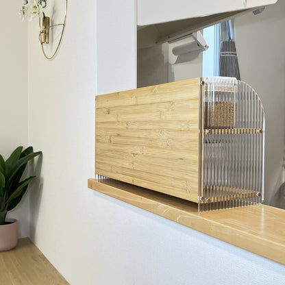 【予約注文：到着目安 2週間】クリア x ウッド ディスプレイ棚 STR-0008