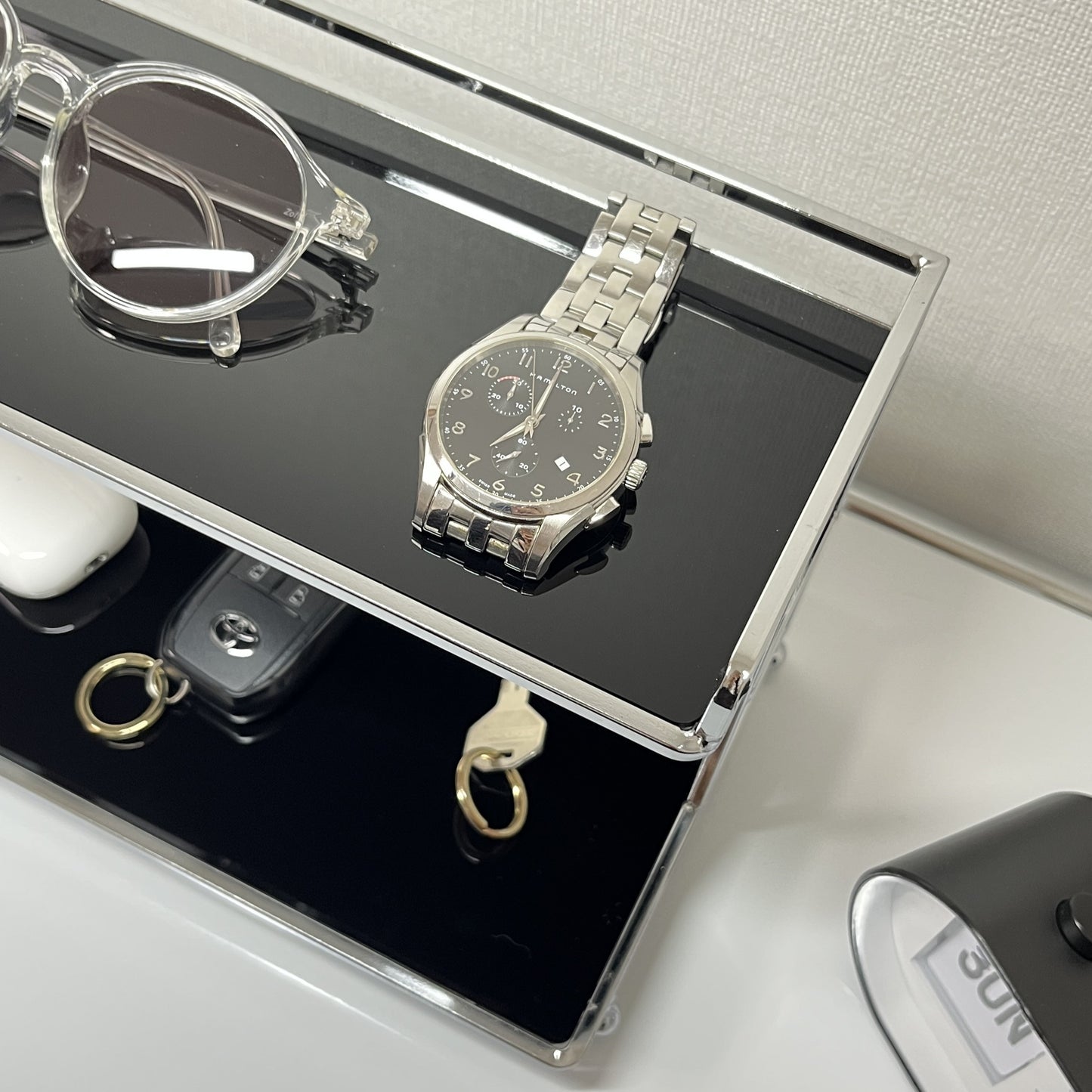 シルバー脚付き2段ディスプレイラック STR-0015