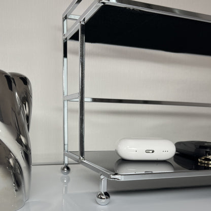 シルバー脚付き2段ディスプレイラック STR-0015