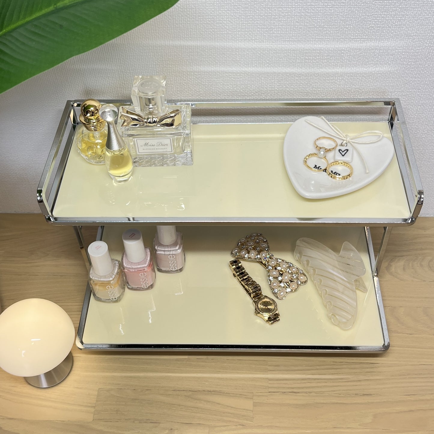 シルバー脚付き2段ディスプレイラック STR-0015