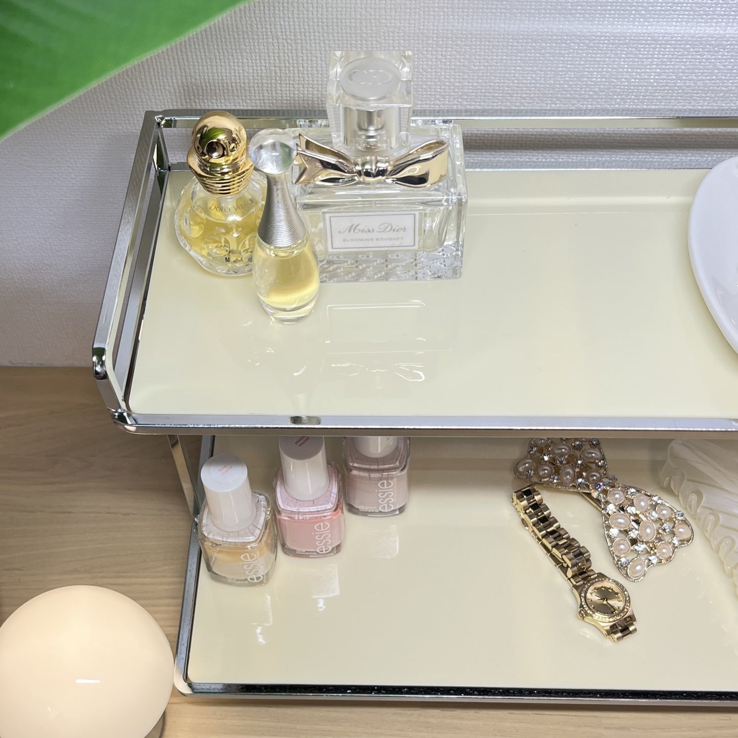 シルバー脚付き2段ディスプレイラック STR-0015