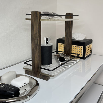 【予約注文：到着目安 2週間】アクリル×ウッド 2段ディスプレイラック STR-0006