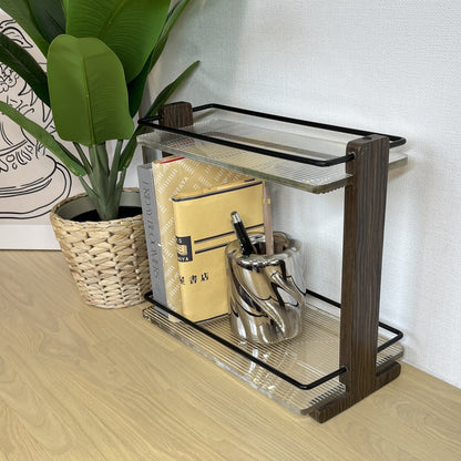 【予約注文：到着目安 2週間】アクリル×ウッド 2段ディスプレイラック STR-0006