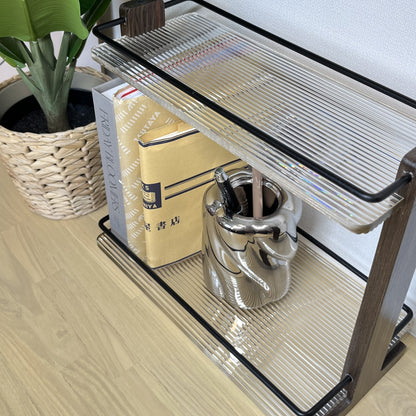 【予約注文：到着目安 2週間】アクリル×ウッド 2段ディスプレイラック STR-0006