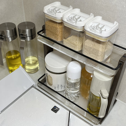 【予約注文：到着目安 2週間】アクリル×ウッド 2段ディスプレイラック STR-0006