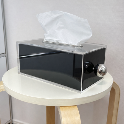 シルバー取っ手付きアクリルティッシュケース TIS-0002