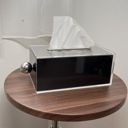 シルバー取っ手付きアクリルティッシュケース TIS-0002