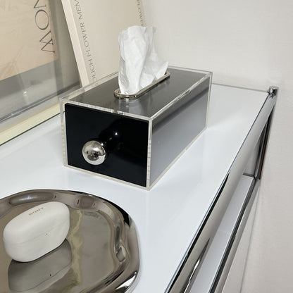 シルバー取っ手付きアクリルティッシュケース TIS-0002