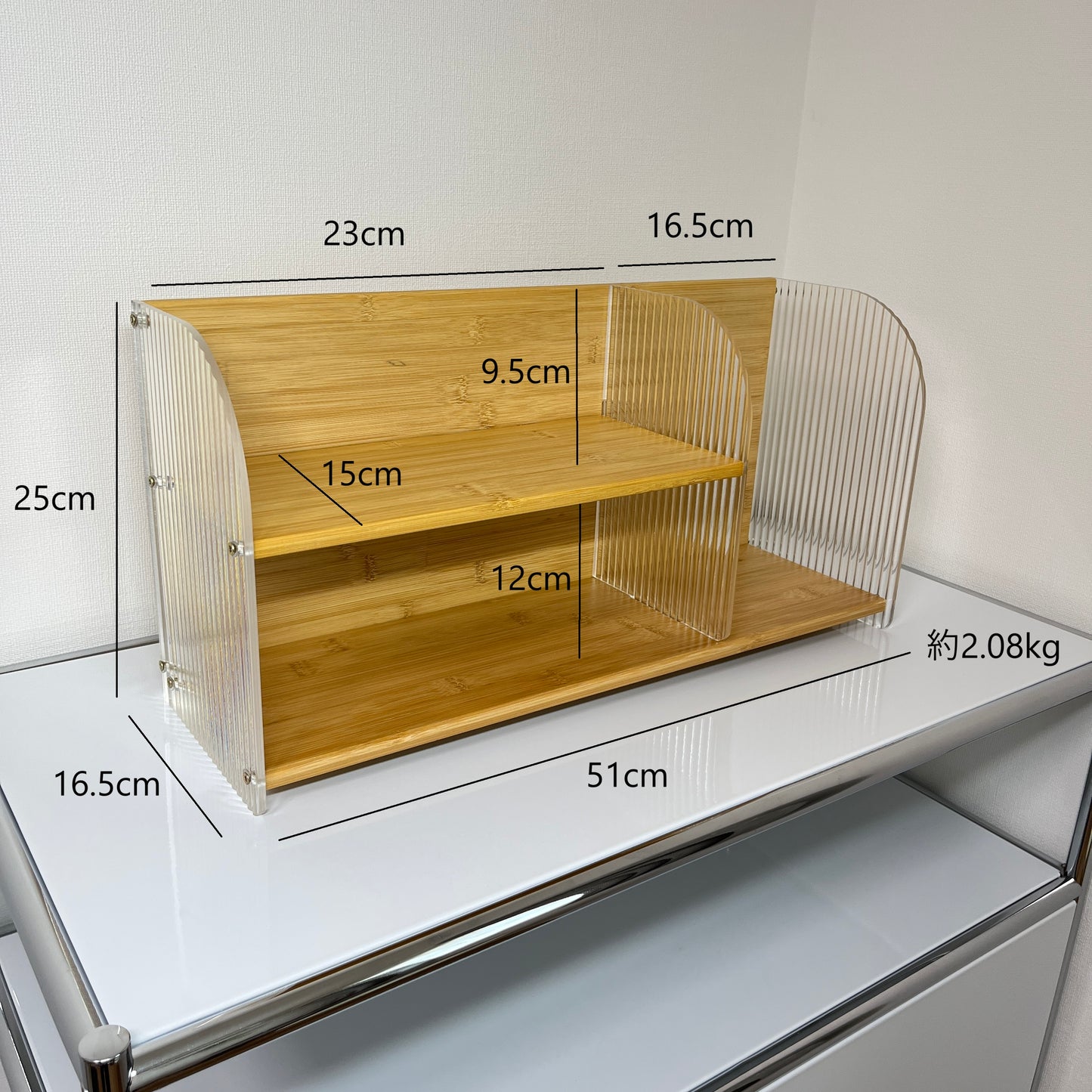 【予約注文：到着目安 2週間】クリア x ウッド ディスプレイ棚 STR-0008
