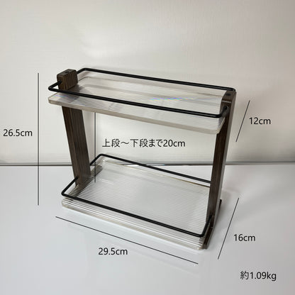 【予約注文：到着目安 2週間】アクリル×ウッド 2段ディスプレイラック STR-0006