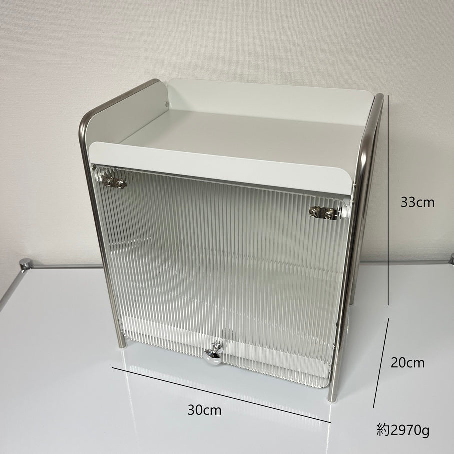 【予約注文：到着目安2週間)】シルバー × ホワイト スライドトレイ収納 STR-0013