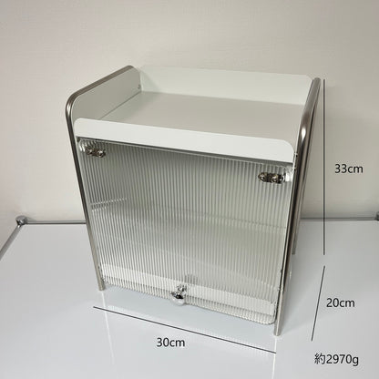 【予約注文：到着目安2週間)】シルバー × ホワイト スライドトレイ収納 STR-0013