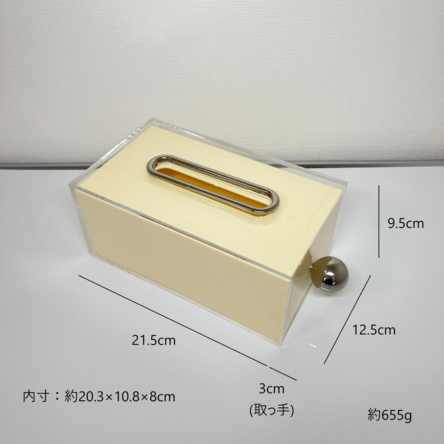 シルバー取っ手付きアクリルティッシュケース TIS-0002